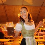 Oktoberfest in beer garden in munich