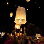 Yee Peng Festival floating lanterns in Chiang Mai, Thailand